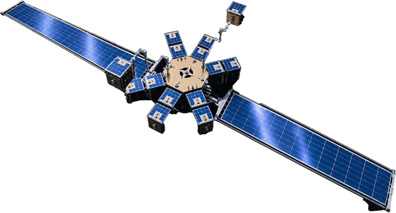 Adagio-Mini spacecraft with numbered references to the component descriptions below